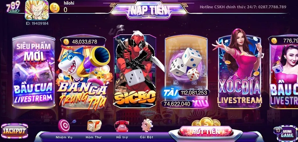Rất nhiều lựa chọn cho người chơi khi đến 789club